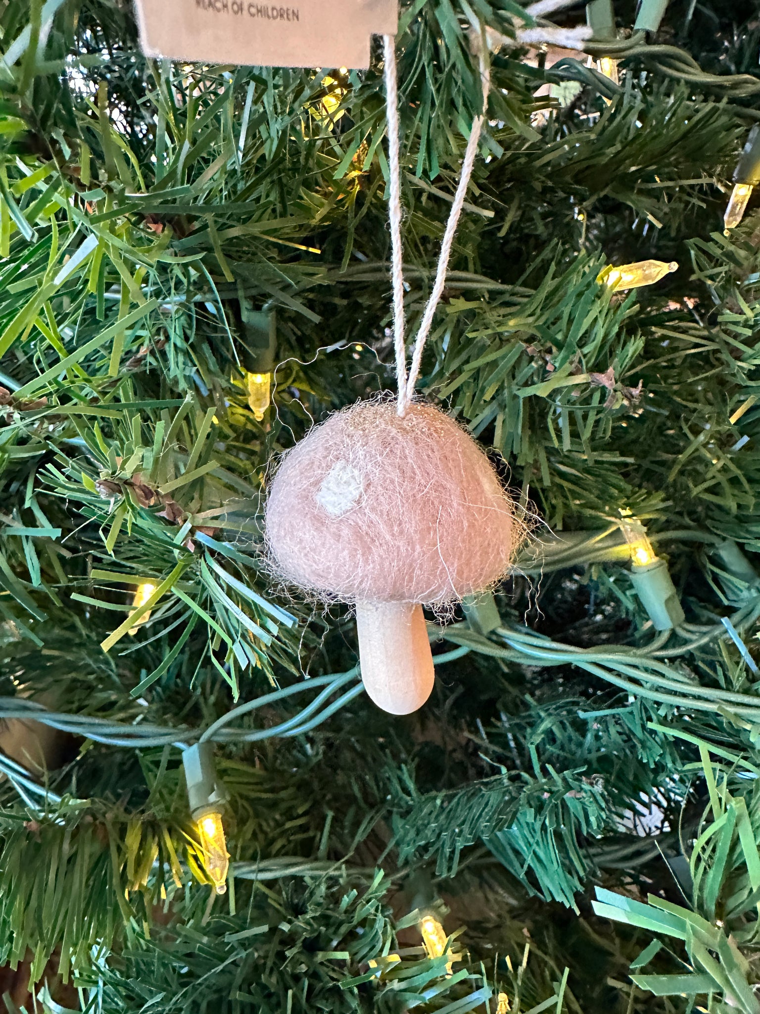 Wool and Wood Mushroom Ornament