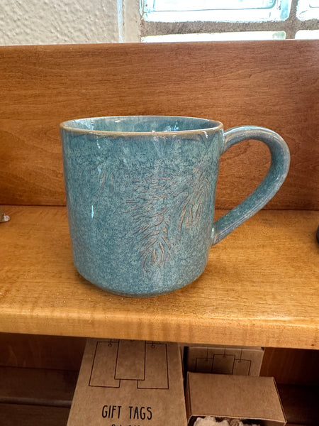 Embossed Stoneware Mug w/ Pine Bough