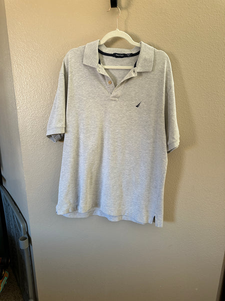 Nautica Men's Gray Polo-has small stains