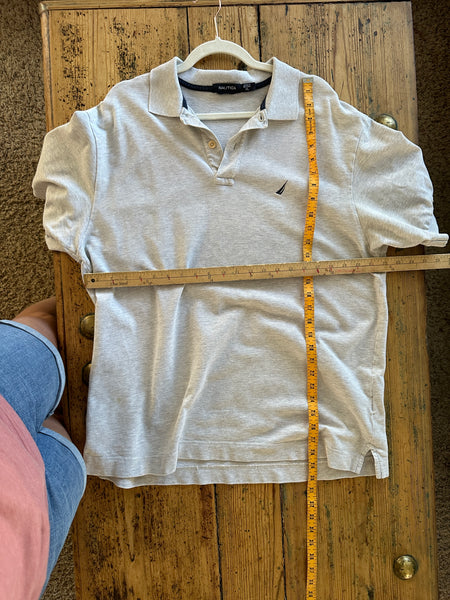 Nautica Men's Gray Polo-has small stains