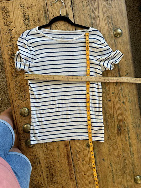 A New Day Blue Striped Blouse-Has small stain