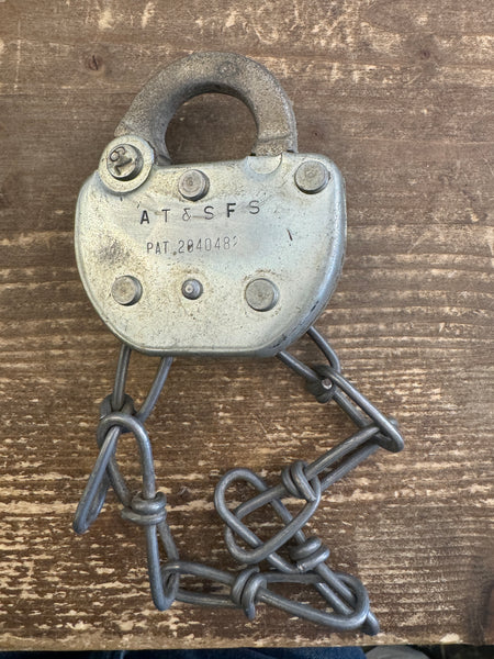 Vintage Adlake AT and SFS Railway Padlock back