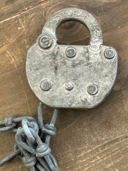 Vintage Adlake AT and SF Railway Padlock back