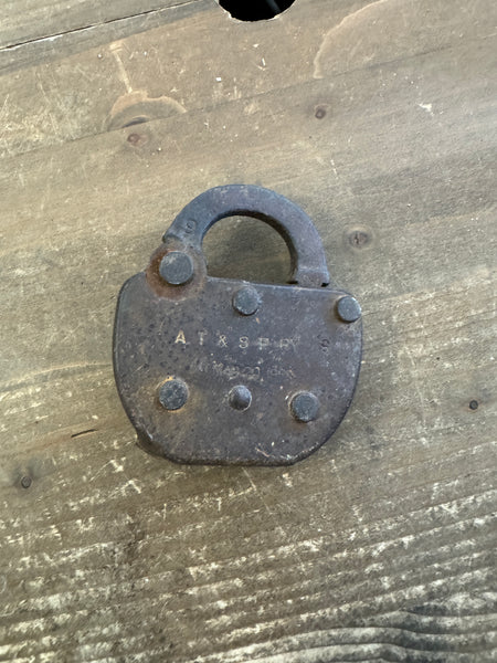 Vintage AT and SF RY Adlake Railway Padlock back