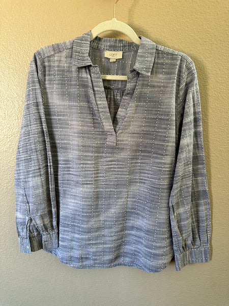 Loft Blue Long Sleeve Blouse