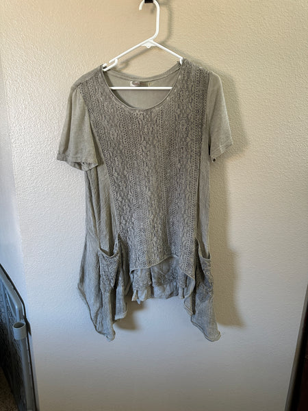 Simply Couture Gray Lace Blouse