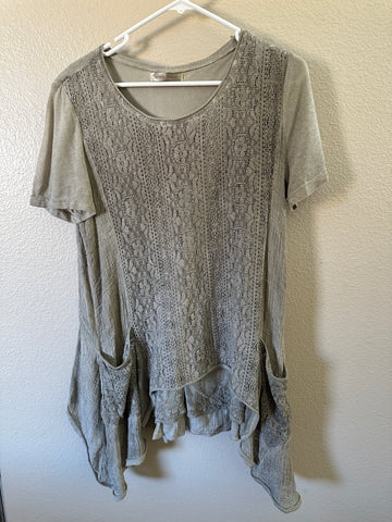 Simply Couture Gray Lace Blouse