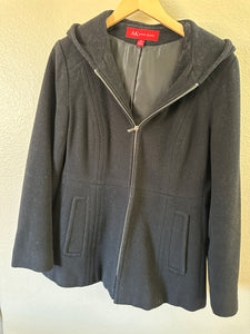 Anne Klein Hooded Wool Blend Heather Gray Coat