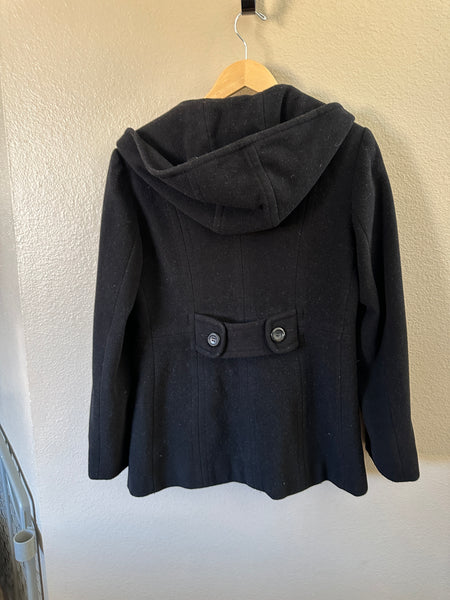 Anne Klein Hooded Wool Blend Heather Gray Coat