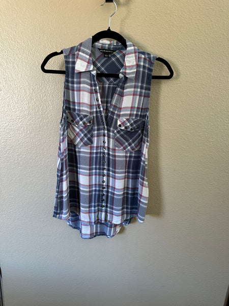 Rock & Republic Sleeveless Plaid Blouse