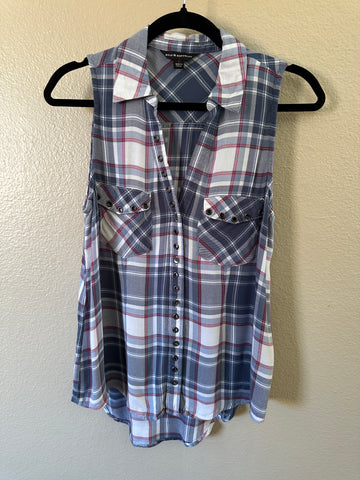 Rock & Republic Sleeveless Plaid Blouse