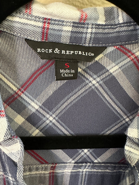 Rock & Republic Sleeveless Plaid Blouse