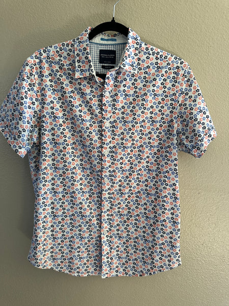 Denim & Flower Men's Floral Short Sleeve Collared Shirt