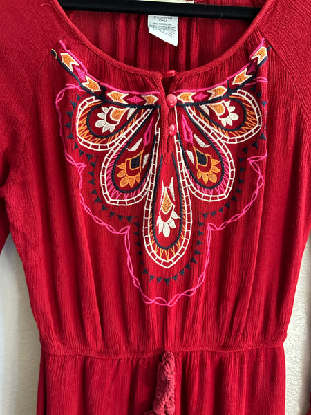 Flying Tomato Embroidered Red Dress