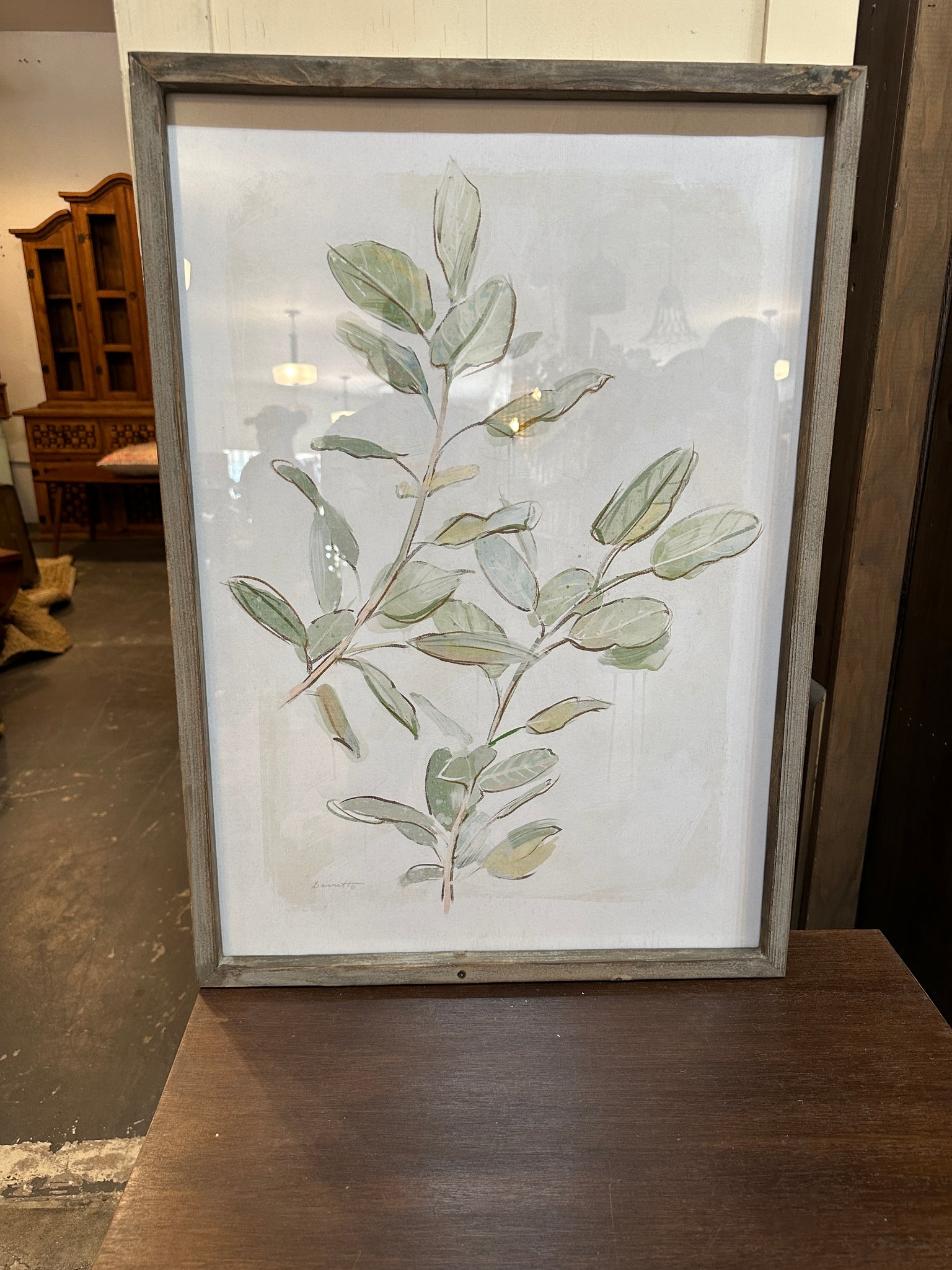 Wood Framed Glass Wall Décor w/ Botanical Print