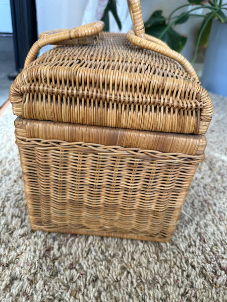 Vintage Rattan Looking Handle Basket side view