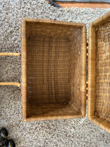 Vintage Rattan Looking Handle Basket inside view