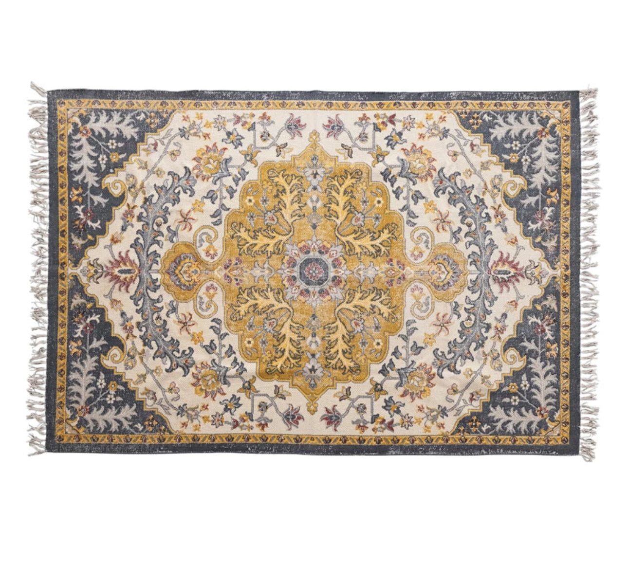 Woven Cotton Distressed Print Rug