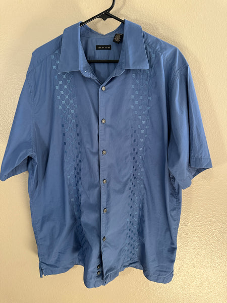 Structure Blue Short Sleeve Shirt