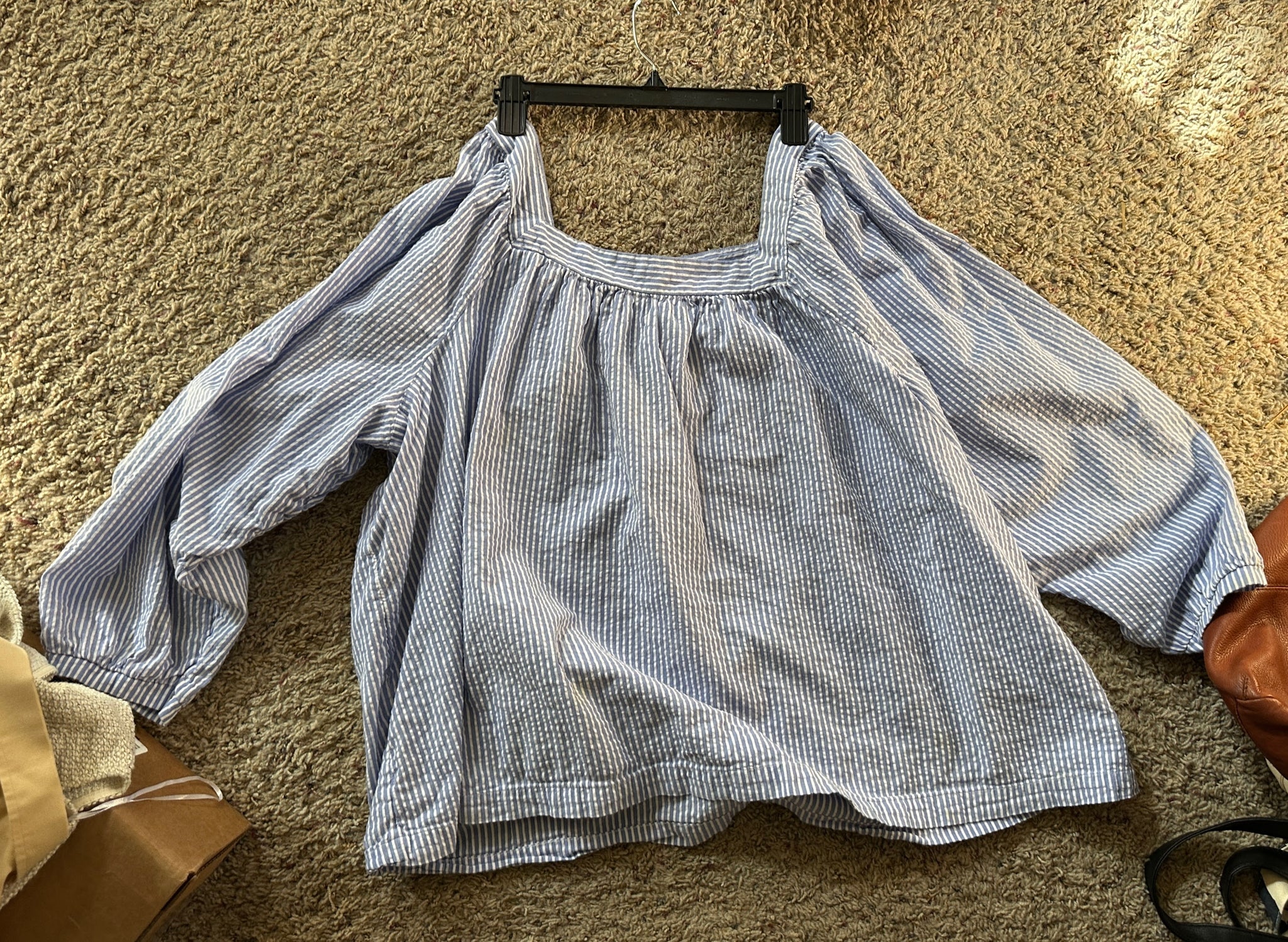 Terra & Sky Blue Striped Blouse