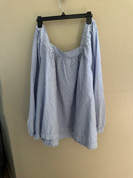 Terra & Sky Blue Striped Blouse