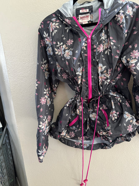 Mossimo Black Floral Rain Jacket