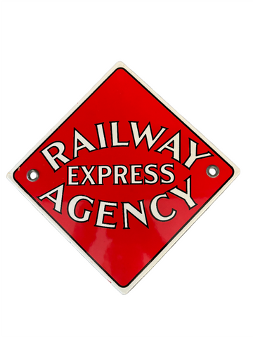 Vintage Railway Express Agency Porcelain Sign white background