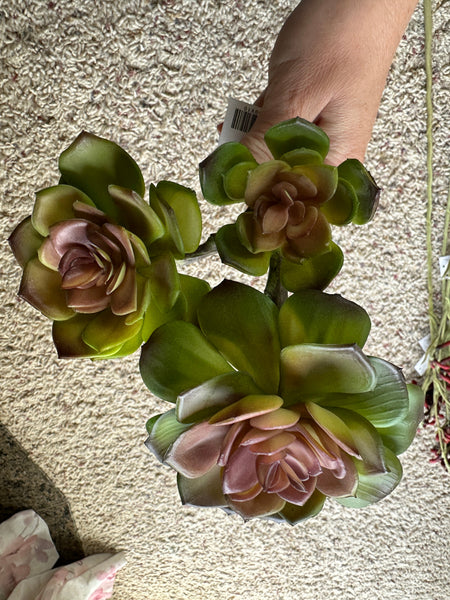 10"Faux Multi Head Echeveria Stem