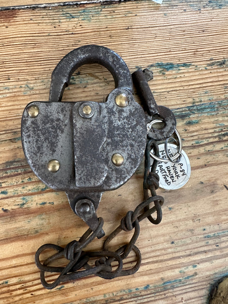 Antique Railroad Padlock and key