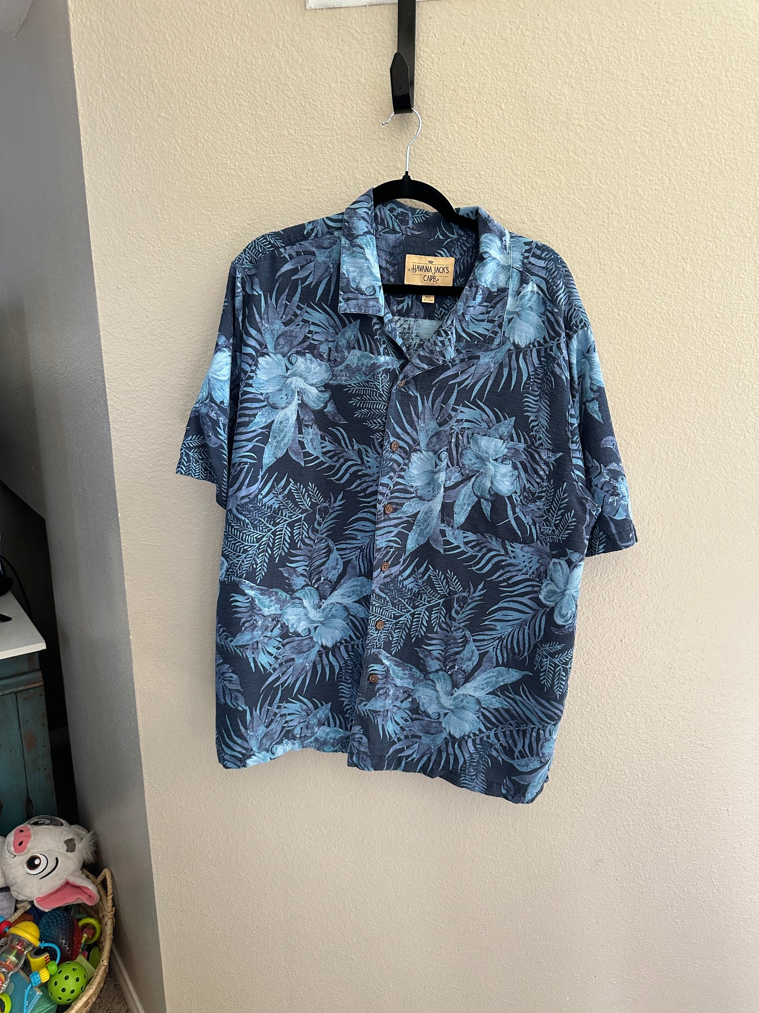 Havana Jacks Cafe Men's Blue Hawaiian Shirt