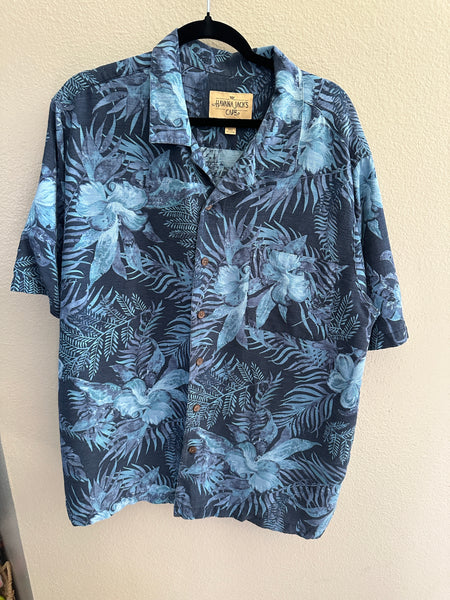 Havana Jacks Cafe Men's Blue Hawaiian Shirt