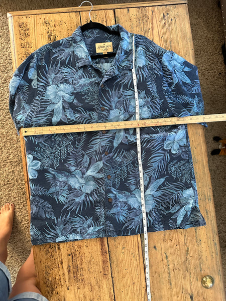 Havana Jacks Cafe Men's Blue Hawaiian Shirt