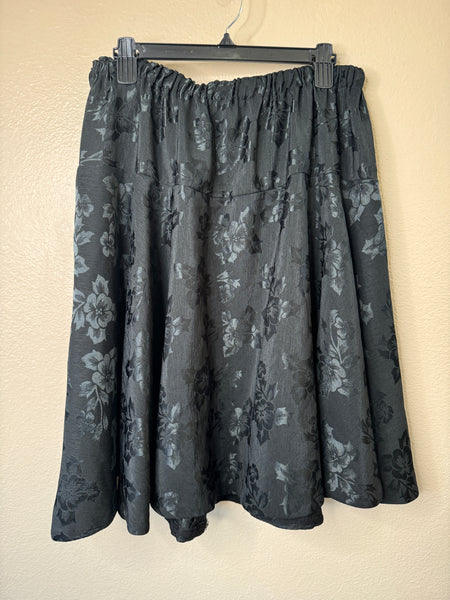 Women's Black Floral Knee Length Skirt