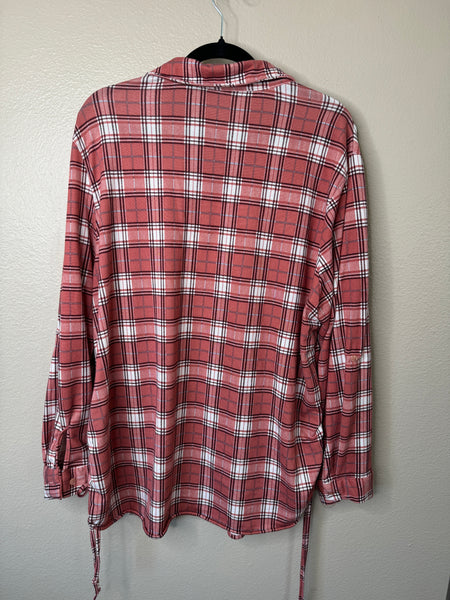 Eden & Olivia Women's Pink Long Sleeve Plaid Blouse