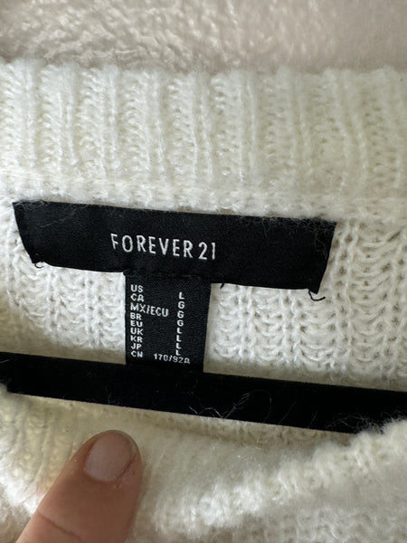 Forever 21 Women's White Long Sleeve Sweater