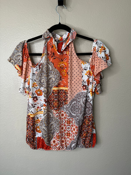 Parallel Skies Women's Orange Short Sleeve Blouse