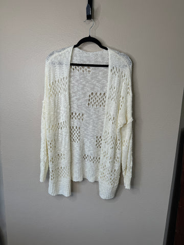 Women's White Long Sleeve Cardigan