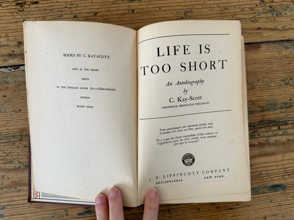 1943 Life is too Short title page