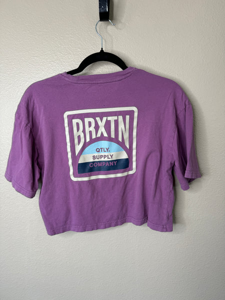 Brixton Women's Purple Cropped Short Sleeve Shirt