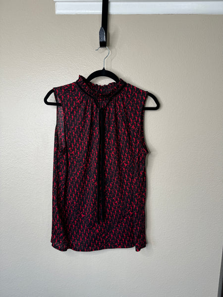 Worthington Women's Black and Red Sleeveless Blouse