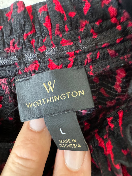 Worthington Women's Black and Red Sleeveless Blouse