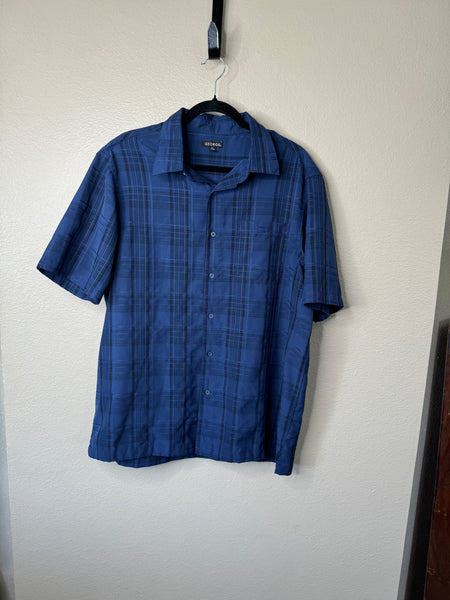 George Men's Blue Short Sleeve Button Down Shirt