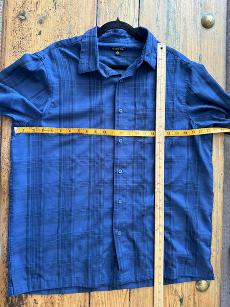 George Men's Blue Short Sleeve Button Down Shirt