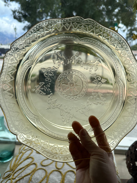 Vintage Yellow Depression Glass Plate 