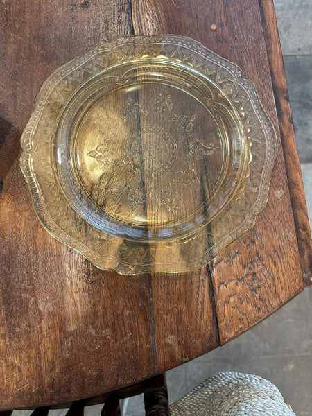 Vintage Yellow Depression Glass Plate
