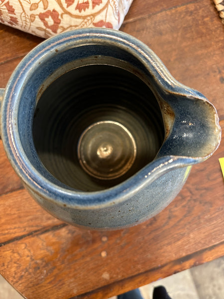 Handmade and Painted Pottery Pitcher inside view