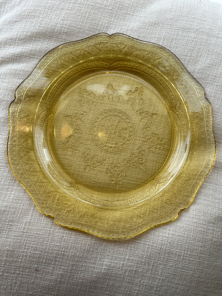 Vintage Yellow Depression Glass Plate