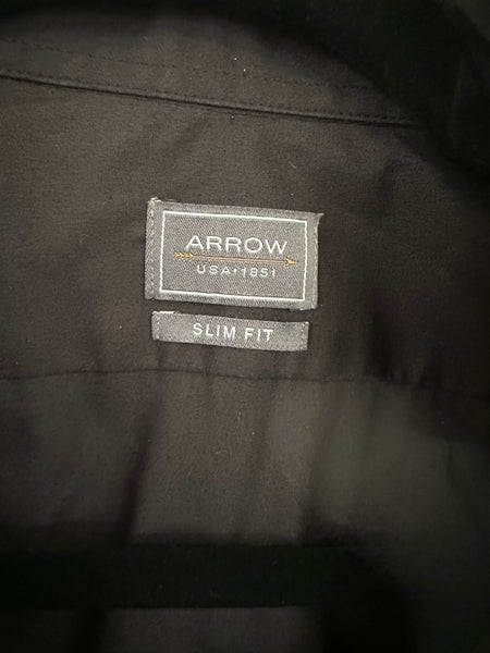 Arrow Slim Fit Black Long Sleeve Dress Shirt