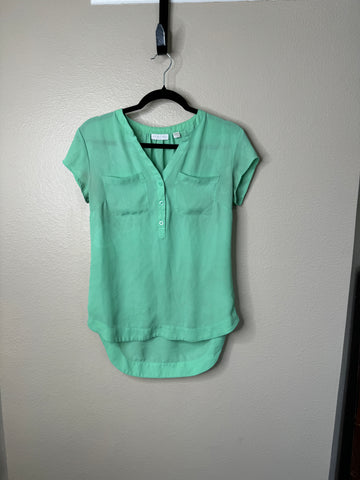 New York & Co Women's Green Short Sleeve Blouse