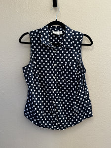 St. John's Bay Blue Polka Dot Sleeveless Blouse